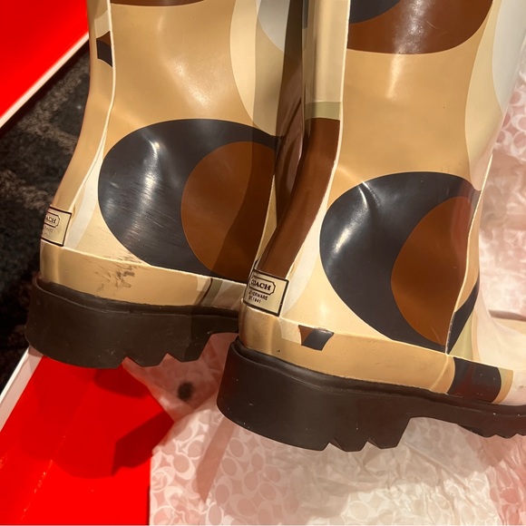 COACH PAISLEY SCARF PRINT RAIN BOOTS - Picture 7 of 13